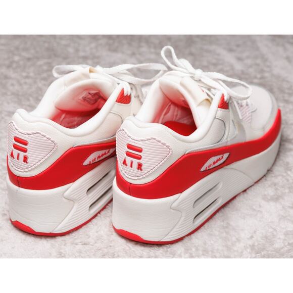 Nike Air Max 90 LV8 Sail Siren Red Pink Platform Sneakers Womens 9.5 HF5073-133 - Picture 12 of 16